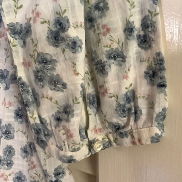 LRL LAUREN JEANS CO. RALPH LAUREN 100% COTTON DENIM BLUE FLORAL WOMAN BLOUSE XL - Picture 7 of 9